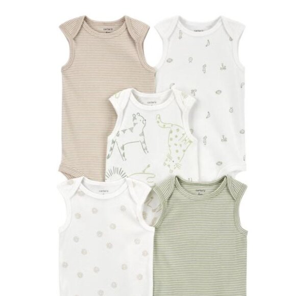 NWT Carter's Baby 5-Pack Animal Tank Bodysuits - Picture 1 of 11